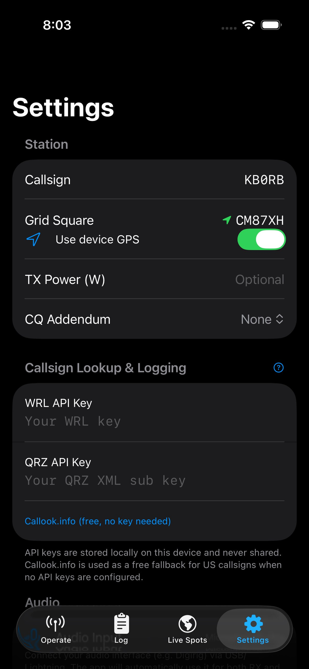 App Settings